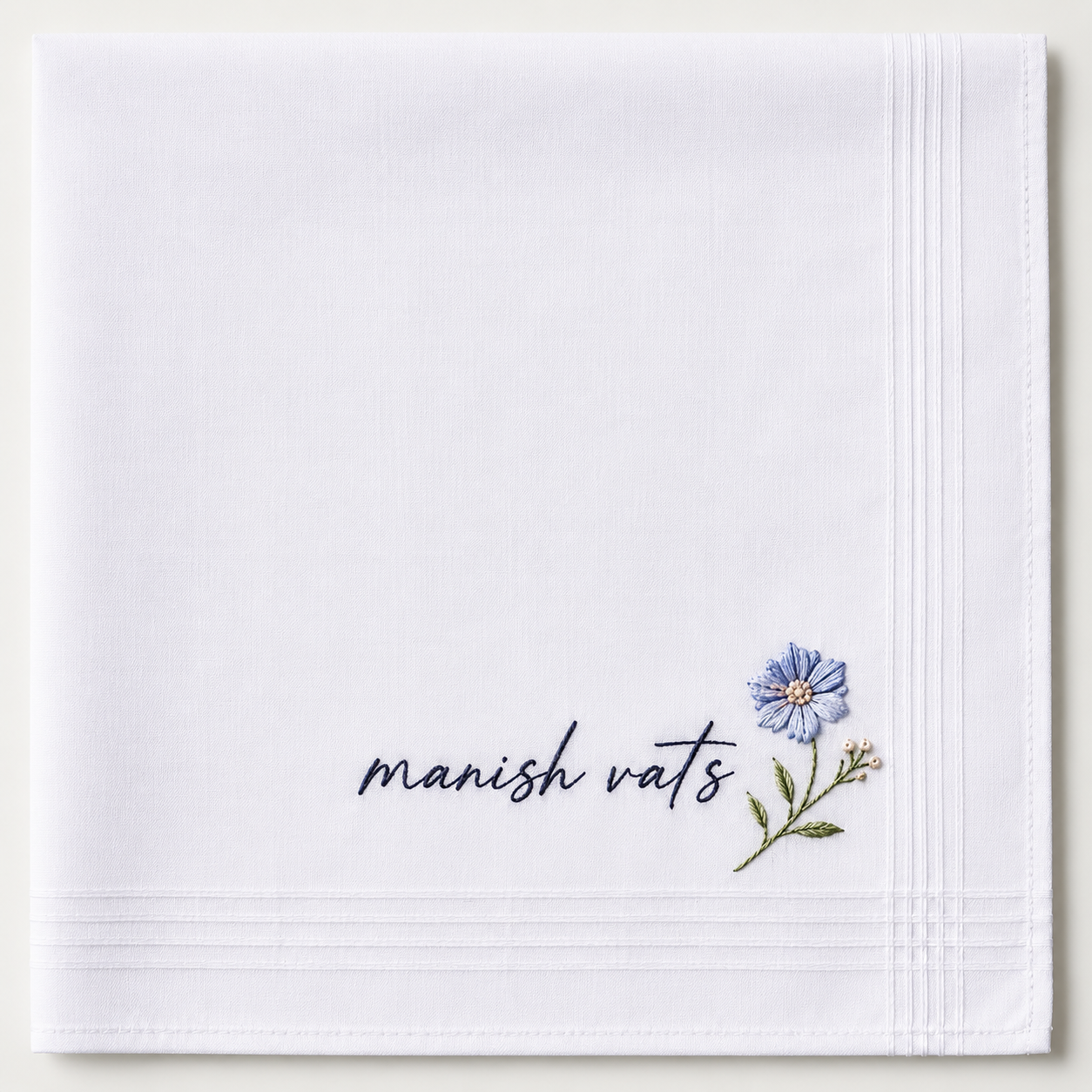 Manish Vats With Flower Embroidered Handkerchief