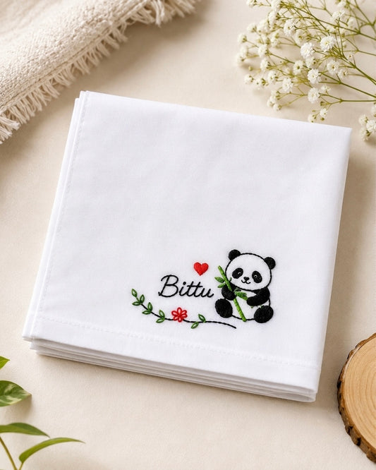 Bittu Panda Embroidered Handkerchief